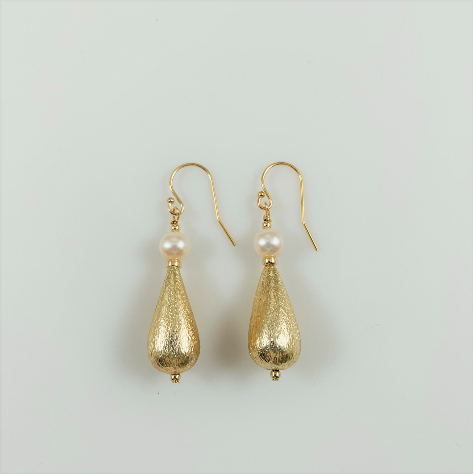 Victorian Fleur de Lys Pearl Drop Earrings in 14 Karat Yellow Gold —  Antique Jewelry Mall