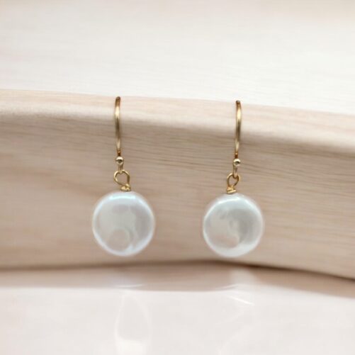 White Pearl Coin Dangle ED1203