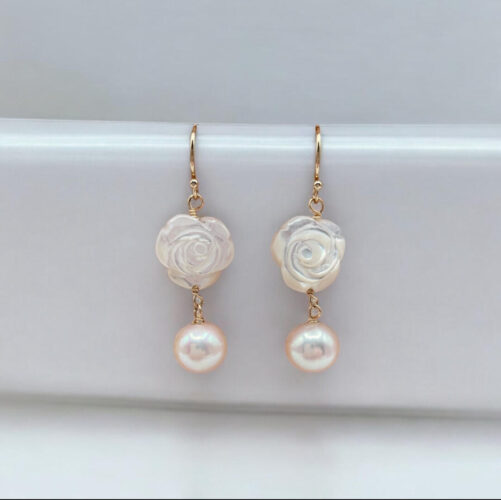 Rose and Pearl Dangle Earring ED1231