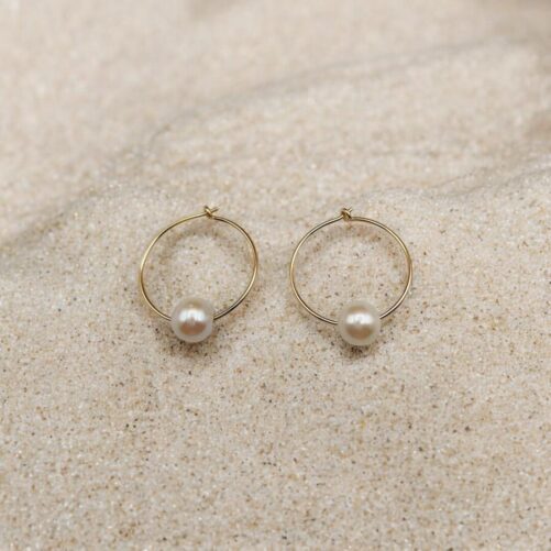 Floating Pearl on Endless Gold Hoop