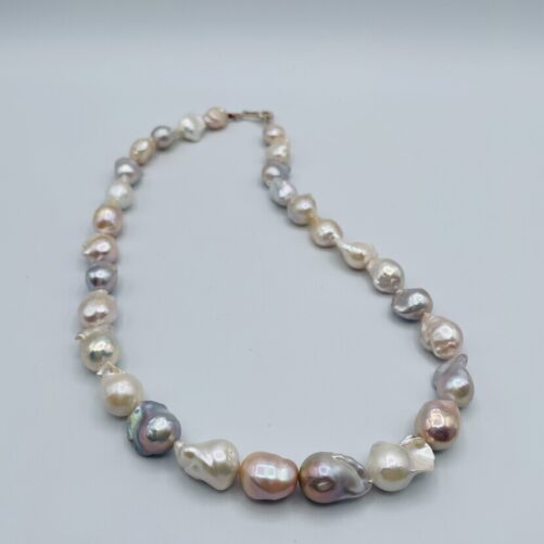 Soft Pastel Baroque Pearl Necklace N0518