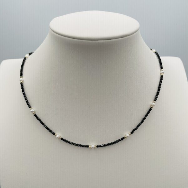 Petite Pearl and Black Spinel Necklace N2739