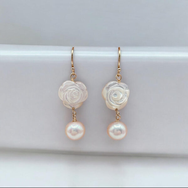 Rose and Pearl Dangle Earring ED1231