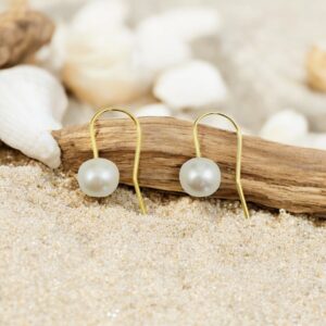 White Pearl Drop on 14 KT gf Wire ED989