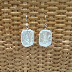 Rectangle White Pearl Dangle Earring ED1301