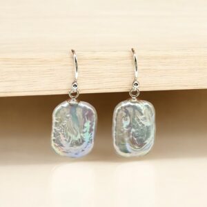 Rectangle White Pearl Dangle Earring ED1301