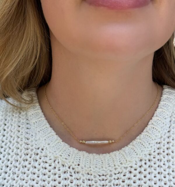 Unique White Stick Pearl Necklace N2745